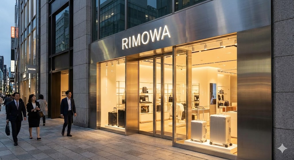 RIMOWA(リモワ)公式ストアの外観画像。ガラス張りの開放的な路面店で、修理の持ち込み相談やプロスタッフへの対面相談ができる店舗のイメージ。